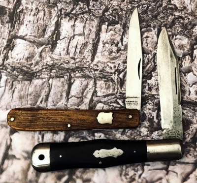American Shear and Knife Co Wood Coke Bottle Folding Hunter and a WH Wragg Stag Single Blade