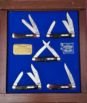 Schrade Cutlery Classics Display of 5 Bone Handles