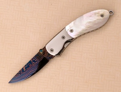 KJ Pearl & Damascus Locking Liner