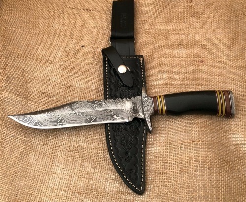 Impact Knives Wood Damascus Bowie