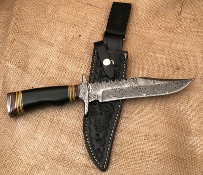 Impact Knives Wood Damascus Bowie - 2