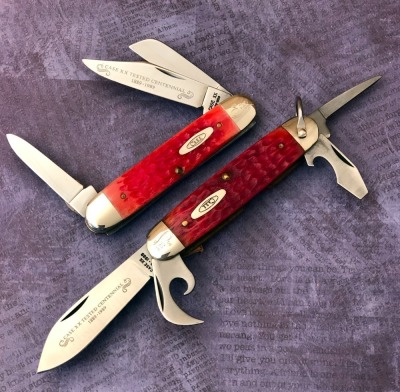 Pair of Case Red Bone Centennials: Cattleman and a Scout