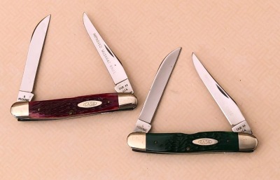 Pair of Case Bone Improved Hawbaker Muskrat Knives