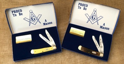 Pair of Case Commemorative "Proud to be a Mason" Trappers