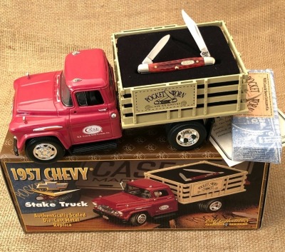 Case Die Cast 1957 Chevy Stake Truck with Red Bone Pen