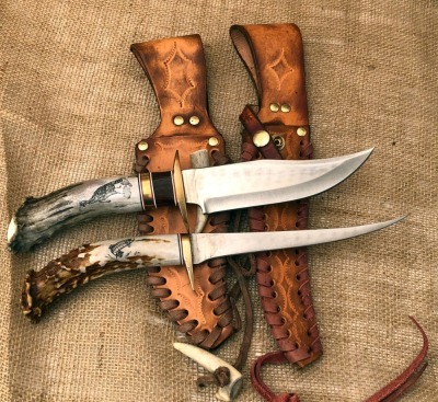 Pair of Crown Stag Scrimmed Fixed Blades