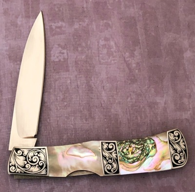 Joe Prince Abalone Engraved Lockback - 2