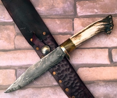 "MZ" Crown Stag Damascus Hunter
