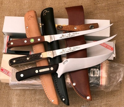 3 Schrade USA knives; 2 Fillets and a Deerslayer