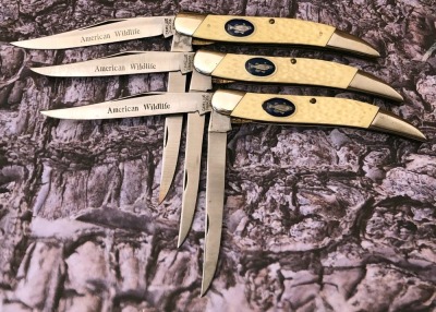 Three Camillus American Wildlife Series Fish Knives