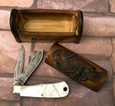 Remington Pearl and Damascus Bullet Knife - 2