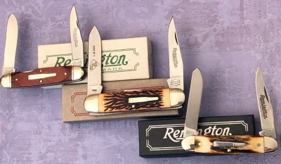 Three Remington Two Blade Folders; Lumberjack, Cliffhanger and Bush Pilot