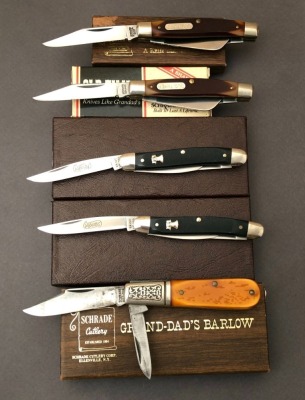 Five pre-2004 Schrade USA Folders