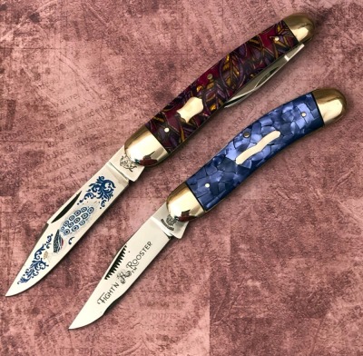 Pair of German Folders; Bulldog Brand and Fight'n Rooster