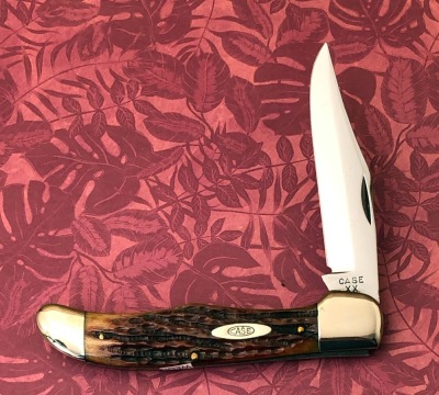 Case XX Green Bone Worm Groove Folding Hunter