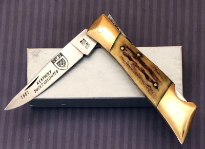 Colonel Coon Stag Lockback Kentucky Ducks Unlimited 1982
