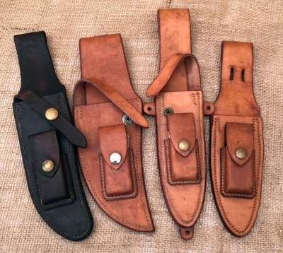 Four Flagler Leather Fixed Blade Sheaths with Stone Pockets