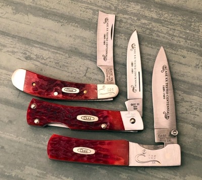 Trio of Case Red bone Centennial Folders