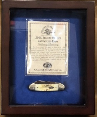 Case 2008 Regular Member Annual Club Knife- Corn Cob Jigged Bone Canoe