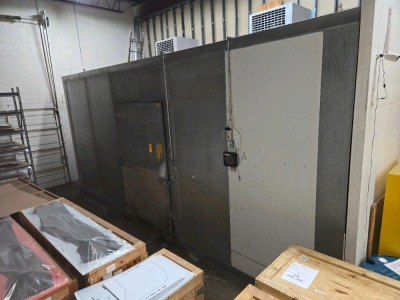 LARGE CAPACITY DEEP FREEZER-APPROXIMATELY 24' X 24' X 12'-SINGLE DOOR+CONTENTS