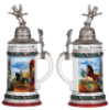 Regimental stein, .5L, 11.2'' ht., porcelain, Combiniertes Jäger Detachement zu Pferde, Langensalza, not dated, two side scenes, roster, eagle thumblift, named to: Res. Göring, mint. - 2