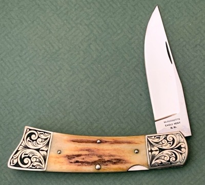 Harvey McBurnette Engraved Stag Lockback