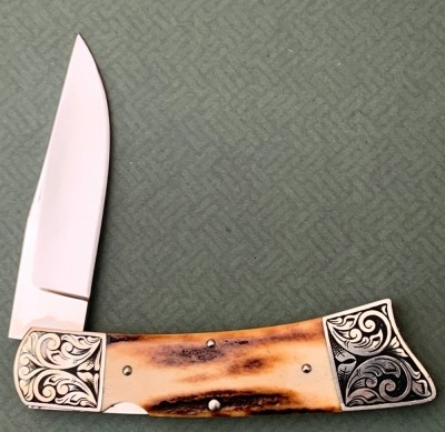 Harvey McBurnette Engraved Stag Lockback - 2