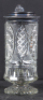 Glass stein, .5L, blown, clear, cut, silver-plated lid, small base flake, otherwise mint.