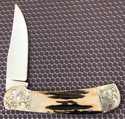 Harvey McBurnette Engraved Stag Slipjoint - 2